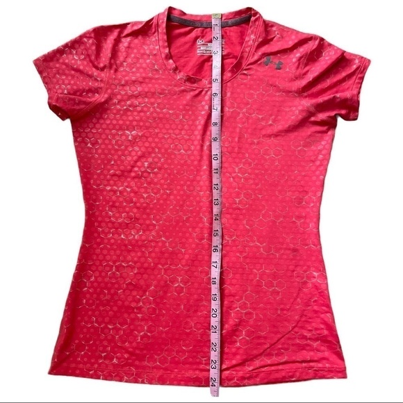 Under Armour Womens Pink T-Shirt HeatGear Short Sleeve Hexagon Fitted Size Small - Picture 5 of 7